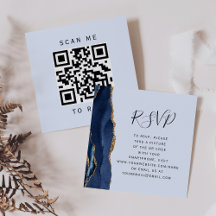 Budget Navy Gold Light Blue Agate QR Code UAWG