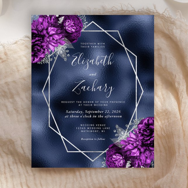 Budget Navy Lila Silver Floral Wedding (Von Creator hochgeladen)