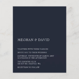 Budget Navy Moderne Hochzeitseinladung
