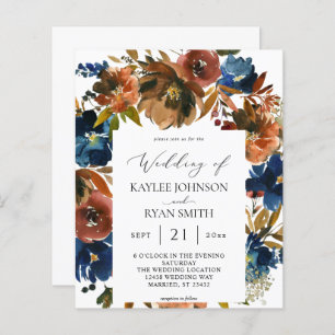 Budget Navy, Orange & Brown Floral 2 Hochzeitspapi