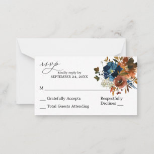 Budget Navy Orange & Brown Floral 2SM No Meal UAWG Mitteilungskarte