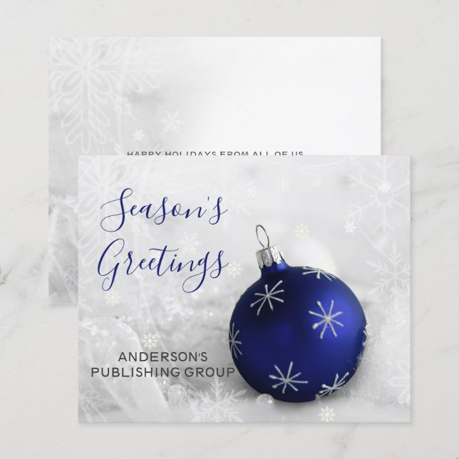 Budget Navy Ornament Company Holiday Card (Vorne/Hinten)
