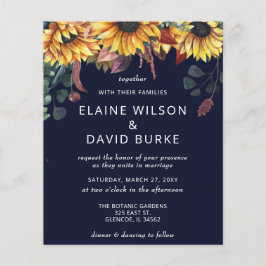 Budget Navy Sonnenblumen Einladung Hochzeit