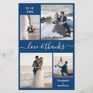 Budget Navy White Collage Hochzeit Danke Flyer