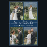 Budget Navy White Collage Hochzeit Danke Flyer<br><div class="desc">Elegante, minimalistische Marine und weiße Hand geschrieben 4 Foto Collage personalisiert Hochzeit Dank Ihnen personalisiert günstigen günstigen Low-Budget THIN-Karte. ***BITTE BEACHTEN SIE, SCROLL DOWN FÜR WEITERE INFO!**** Stilvolle Hochzeitskartentafel mit vier (4) Foto vorne und einem (1) Foto auf der Rückseite. Mit dem Text "Liebe und Dank" in einer Wirblen Hand...</div>