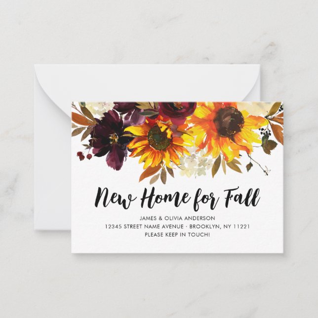 Budget Neue Zuhause für Herbst Herbst Sonnenblumen Mitteilungskarte (Vorderseite)