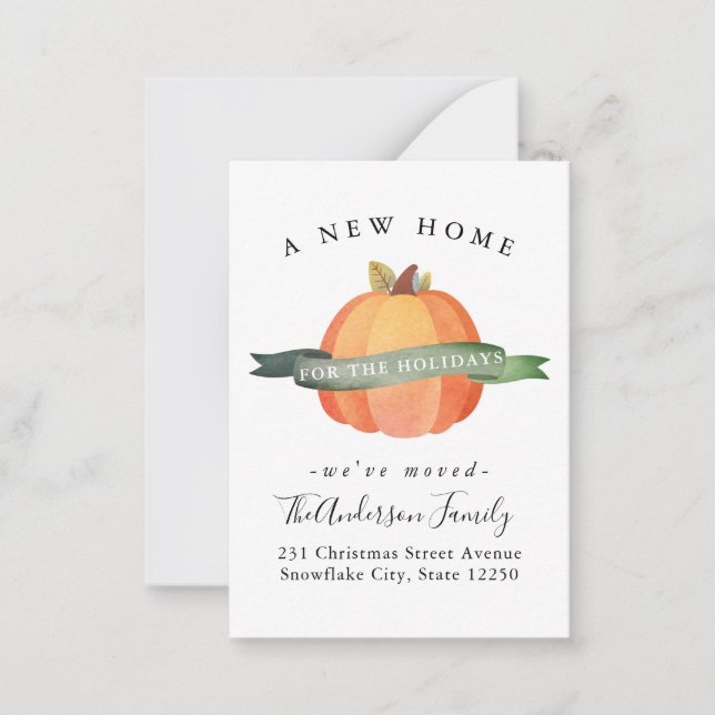 Budget Neue Zuhause Pumpkin Holiday Moved Moved Ca Mitteilungskarte (Vorderseite)