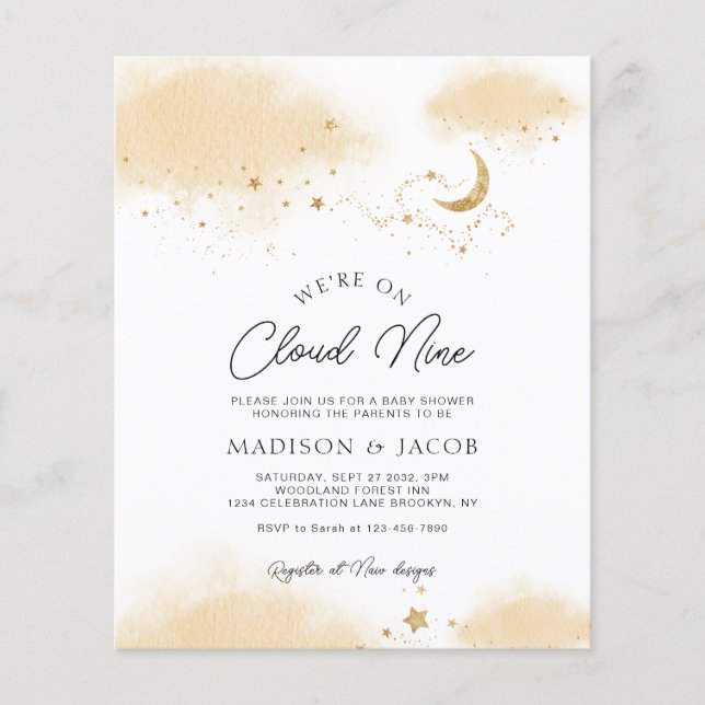 BUDGET Neutral wir sind auf Cloud Nine Baby Dusche (Vorderseite)