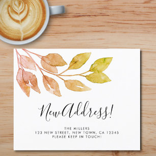 Budget New Address Rust Blätter Announcement Card