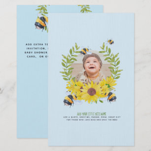 BUDGET New Baby FOTO gibt Sonnenblumen Bienen Briefpapier