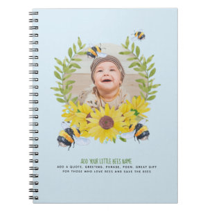 BUDGET New Baby FOTO gibt Sonnenblumen Bienen Notizblock