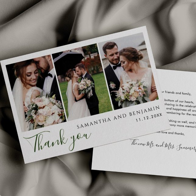 Budget Newlyweds Foto Collage Wedding Vielen Dank Mitteilungskarte (Von Creator hochgeladen)