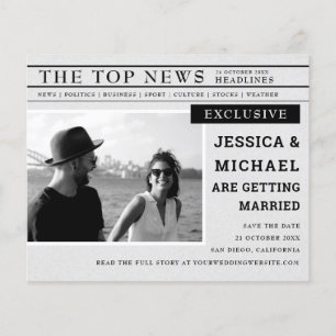 Budget Newspaper Schwarz-weißes Foto Save the Date