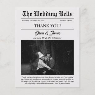 Budget Newspaper Wedding Foto Danke Karte