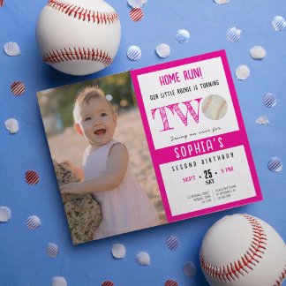 Budget Niedlich Baseball Foto Girl 2. Geburtstag