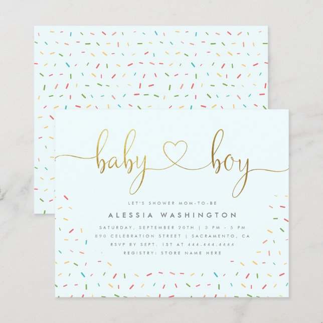 Budget Niedlich Confetti Sprinkle Gold Boy Baby Du (Vorne/Hinten)