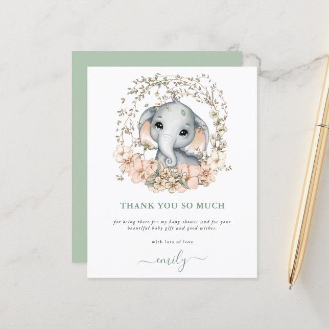 Budget Niedlich Elephant Sage Baby Dusche Vielen D (Vorderseite/Rückseite Beispiel)