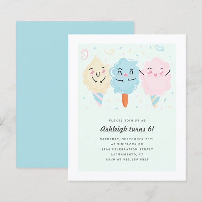 Budget Niedlich Kawaii Sugar Candy Kids's Geburtst (Vorne/Hinten)