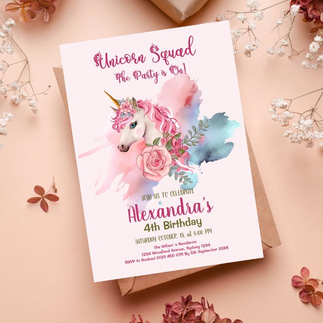 Budget Niedlich Unicorn Rainbow Birthday Party Flyer (Von Creator hochgeladen)