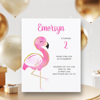 BUDGET Niedlich Watercolor Flamingo Pink Einladung