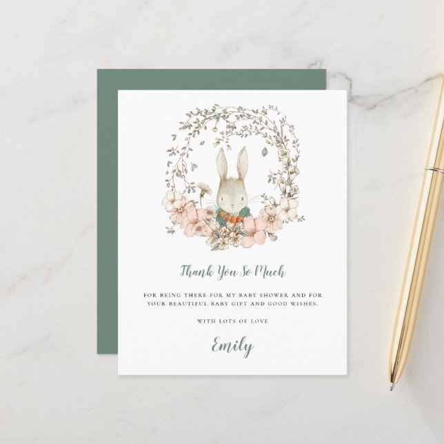 Budget Niedliche Bunny Sage Baby Dusche Danke (Vorderseite/Rückseite Beispiel)