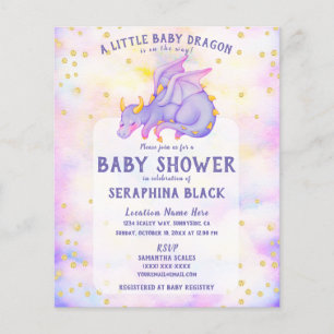 BUDGET Niedliche Lila Dragon Baby Dusche Einladung