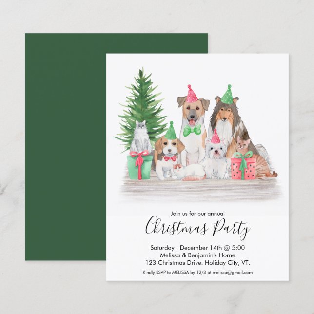 Budget Niedliche Weihnachtstiere Hunde Katze Einla (Vorne/Hinten)