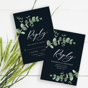 Budget noir moderne chic mariage eucalyptus RSVP