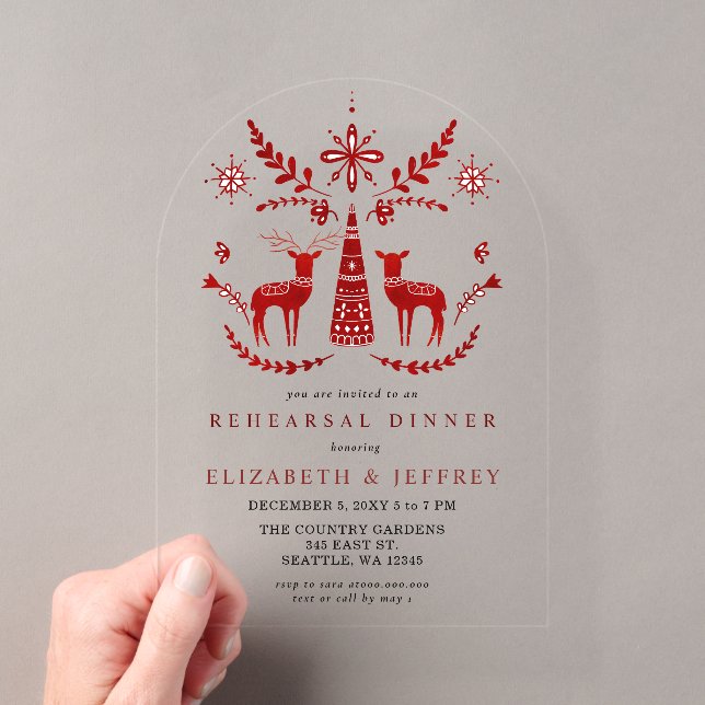 Budget Nordic Buck and Doe Rehearsal Dinner Acryleinladungen (Insitu (Handheld))