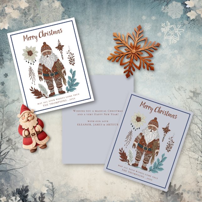Budget Nordique St Nicholas Carte de Noël (Front and Back View and Background options)
