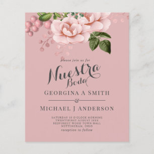 BUDGET Nuestra Boda Einladung - Rosa Rosen blush