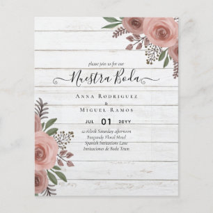 Budget Nuestra BODA Einladungen Burgundy Floral Flyer