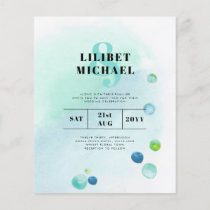 BUDGET Ocean Sea Glass Ombre Aquamarin Blue Weddin Flyer
