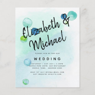 BUDGET Ocean Sea Glass Ombre Aquamarin Blue Weddin Flyer