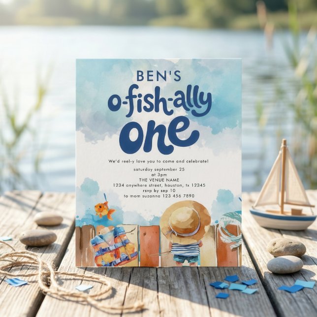 Budget Ofishally One Fishing Boy 1st Party invite  (Von Creator hochgeladen)
