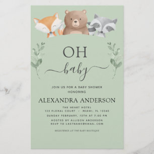 Budget Oh Baby Duwer Woodland Einladungen
