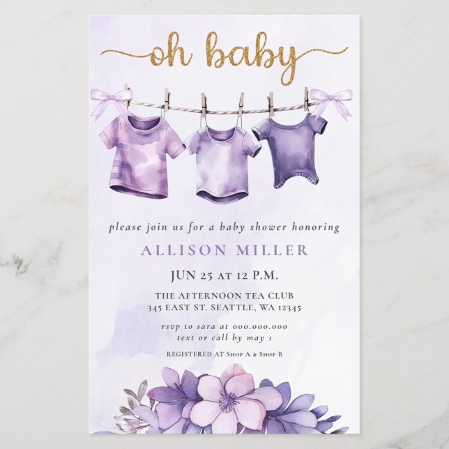 Budget Oh Baby Lila Clothesline Babydusche (Vorderseite)