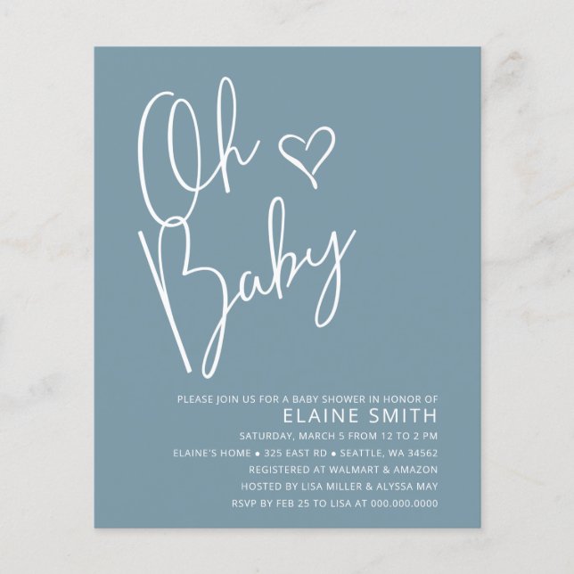 Budget Oh Baby Modern Boy Baby Dusche Einladung (Vorderseite)