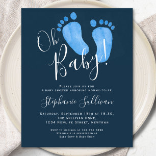 Budget Oh Baby Navy Blue Baby Dusche Einladung