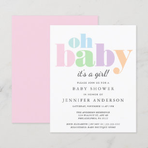 Budget Oh Baby Pastel Baby Girl Dusche Einladung