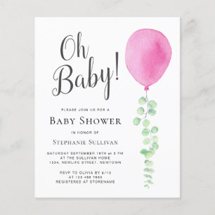 Budget Oh Baby Pink Balloon Babydusche Einladung