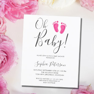 Budget Oh Baby Pink Feet Babydusche Einladung