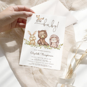 Budget Oh Baby shower Woodland Invitations