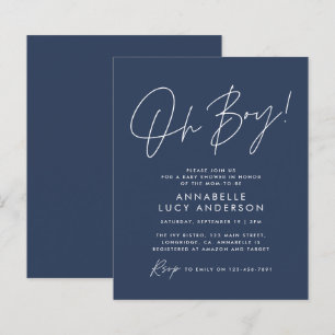 Budget oh Boy Baby Dusche Skript Marine blau