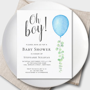 Budget Oh Boy Blue Balloon Baby Dusche Einladung