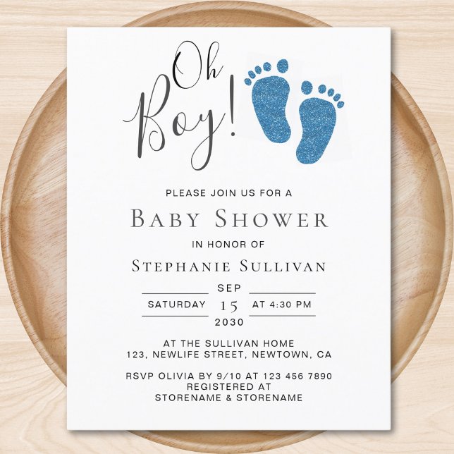 Budget Oh Boy Blue Feet Boy's Baby Shower Einladun (Von Creator hochgeladen)