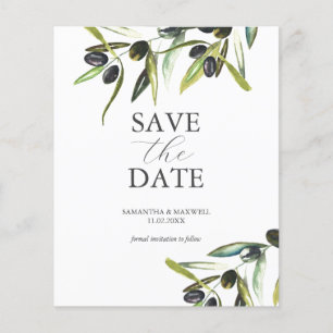 Budget Olive Sage Grüne Hochzeiten sparen Datum Flyer