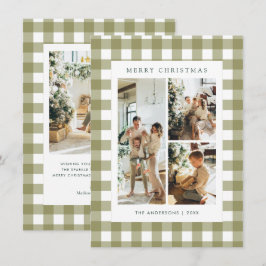 Budget Oliven Grün Gingham Karo 4 Foto Weihnachten