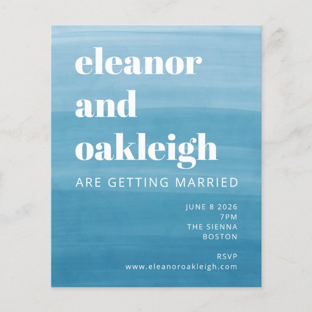 Budget Ombre Dip Dye Ocean Blue Bold Wedding (Vorderseite)