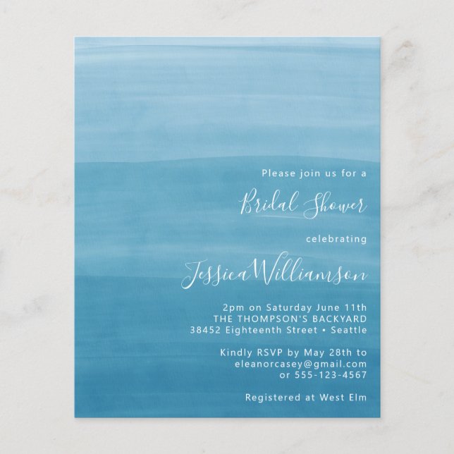 Budget Ombre Dip Dye Ocean Blue Brautparty (Vorderseite)